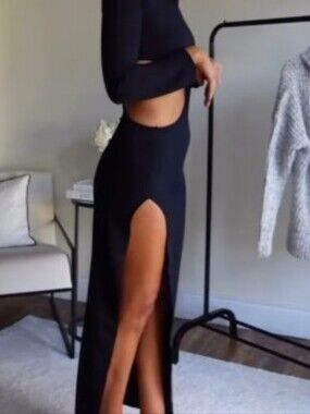 Zara Black Cutout High-Slit Maxi Dress